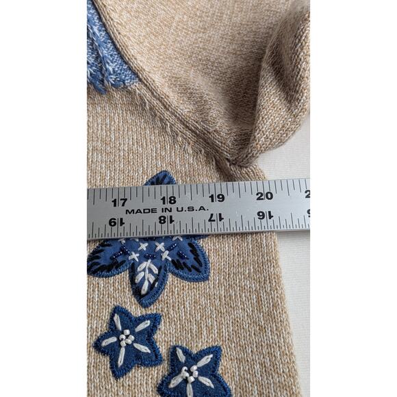 Allison Daley Zip up cardigan Sz M Patchwork Embroidered Beaded Floral Y2K EUC - Picture 7 of 13